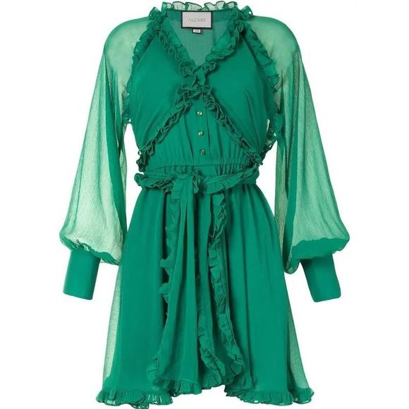 Alexis Dresses & Skirts - ALEXIS Ruffle-Trimmed Mini Dress - Green Size S $595